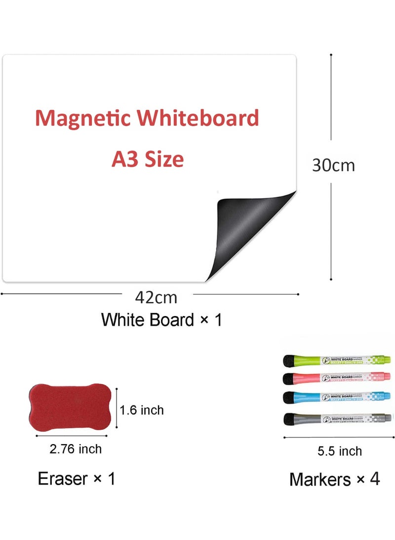 CLOUDFOUR Magnetic Whiteboard Planner Organizer for Fridge 30 x 42cm, Daily Planner, Meal Planner and Shopping List Whiteboard, Daily Reminder, Magnetic Dry Erase Board with 4 Markers and Eraser. - Image 5