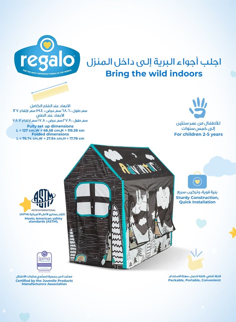 ريجالو خيمة اللعب المحمولة وودلاند | بطول 127 سم × عرض 68.58 سم × ارتفاع 119.38 سم | سهلة التركيب وقابلة للطي | خفيفة الوزن وسهلة الحمل | للعب داخل المنزل وخارجه - Image 4