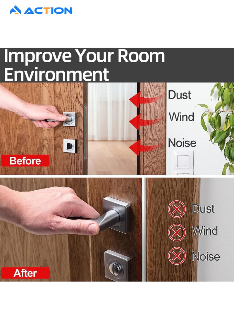 أكشن شريط عزل الباب، شريط عزل مطاطي أسود على شكل حرف D بطول 600 سم، شريط عزل مطاطي ذاتي اللصق للباب، شرائط عزل الصوت للباب لإطار الباب والنوافذ - Image 3