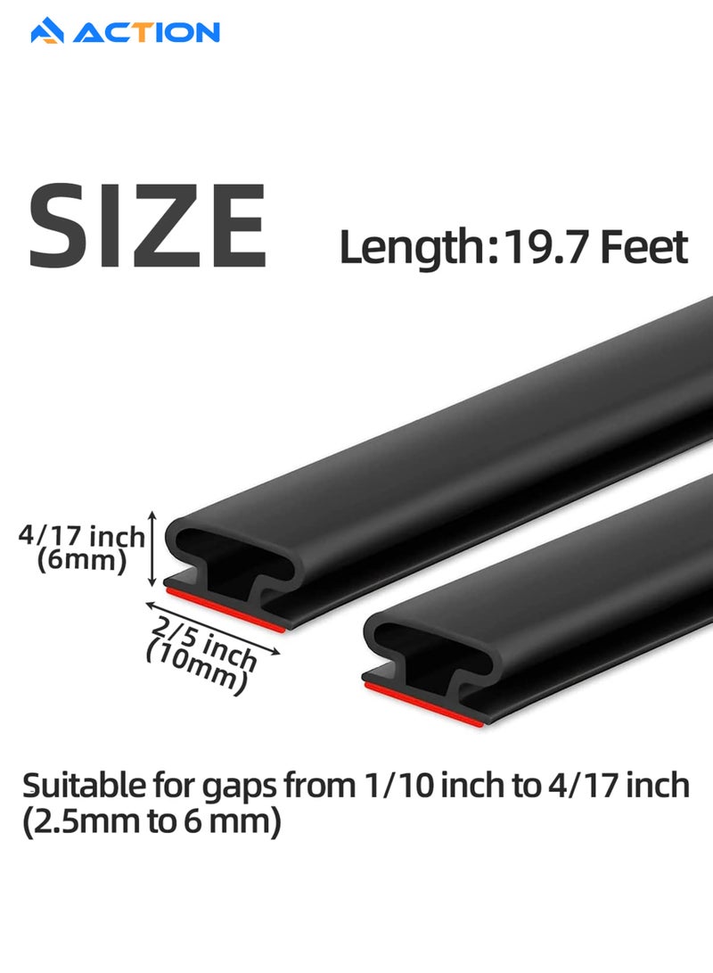 أكشن شريط عزل الباب، شريط عزل مطاطي أسود على شكل حرف D بطول 600 سم، شريط عزل مطاطي ذاتي اللصق للباب، شرائط عزل الصوت للباب لإطار الباب والنوافذ - Image 2
