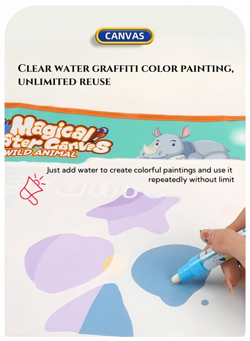 nihao Extra Large Magic Water Drawing Mat Set , Water Magic Learning Blanket Water Writing Cloth Children's Drawing Oversized Clear Water Repeated Graffiti Water Painting Blanket Set 100*80CM - Fruit Letters - Image 3
