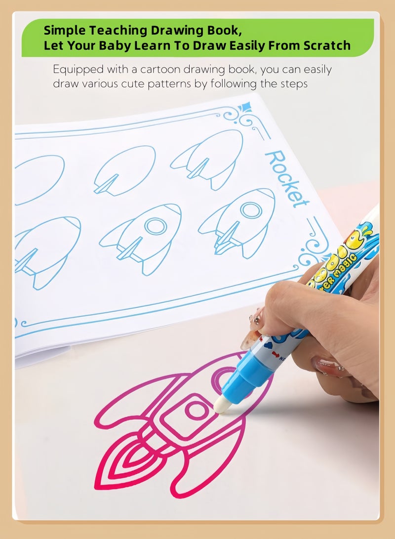nihao Extra Large Magic Water Drawing Mat Set , Water Magic Learning Blanket Water Writing Cloth Children's Drawing Oversized Clear Water Repeated Graffiti Water Painting Blanket Set 100*80CM - Fruit Letters - Image 4