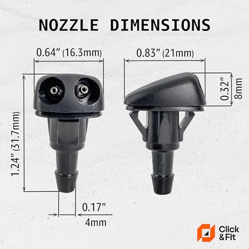 Click&Fit Windshield Washer Nozzles compatible with Mitsubishi Outlander Sport 2011-2023, ASX 10-23, Space Star 2 13-23, L200 06-23 – Wiper washer sprayers replaces 8265A491 8265A492, Adjustable - Image 4