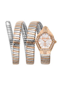 Just Cavalli Women Mesmerizing Design White Dial Two Tone Watch -  JC1L304M0075