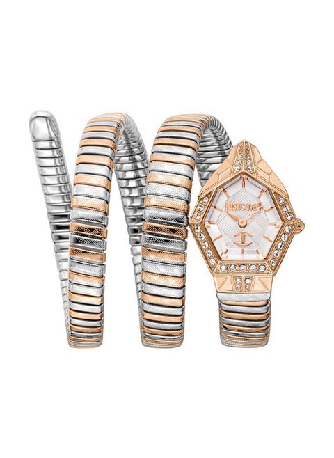 Just Cavalli Women Mesmerizing Design White Dial Two Tone Watch -  JC1L304M0075