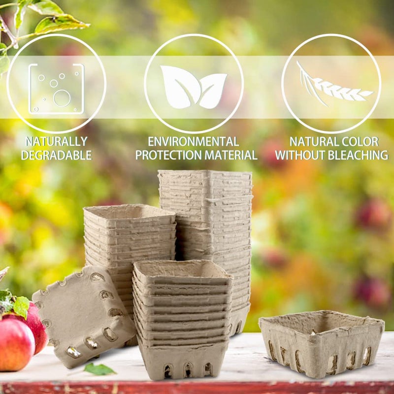 Vmiapxo 50 Pack Natural Pulp Fiber Berry Basket  Small Farmers Market Produce Basket Containers Kitchen Supplies for Strawberry Blueberry Raspberry Egg Vegetable (50 Pack) - Image 5