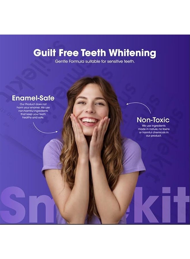 SMILEKIT 14 Applications Purple Teeth Whitening Strips, Colour Correcting Whitening, Peroxide Free & Enamel Safe for Sensitive Teeth, Removes Coffee Tea Wine & Smoking Stains - Image 4