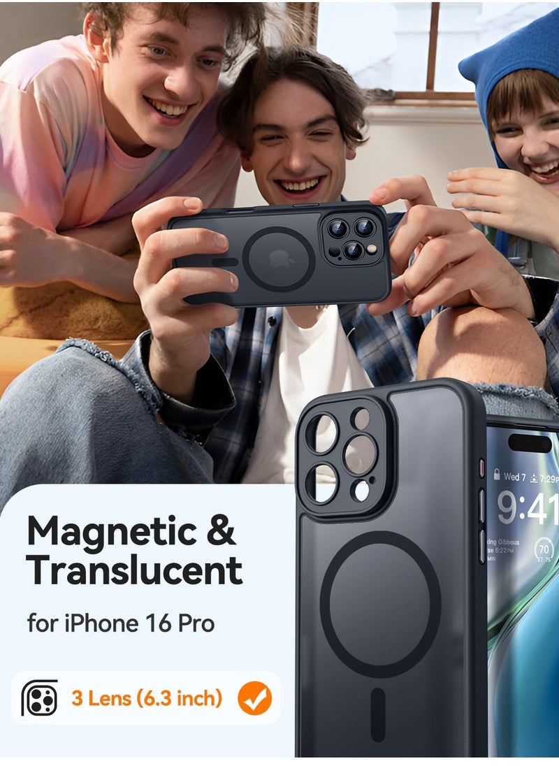 سوكاد - جراب مغناطيسي متوافق مع iPhone 16 Pro، مطور [حماية كاملة للكاميرا] [متوافق مع Magsafe] [شفاف غير لامع] جراب واقٍ مقاوم للصدمات للهاتف مقاس 6.3 بوصة - أسود - Image 1