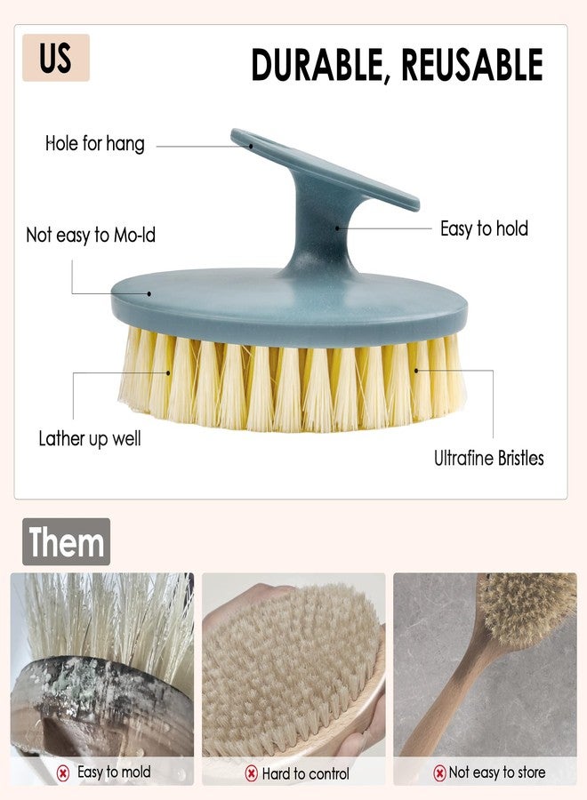 INNERNEED Food-Grade Soft Silicone Body Scrubber Shower Brush Handheld Cleansing Skin Brush, with PP Shower Brush for Exfoliating, Cellulite Treatment - Image 3