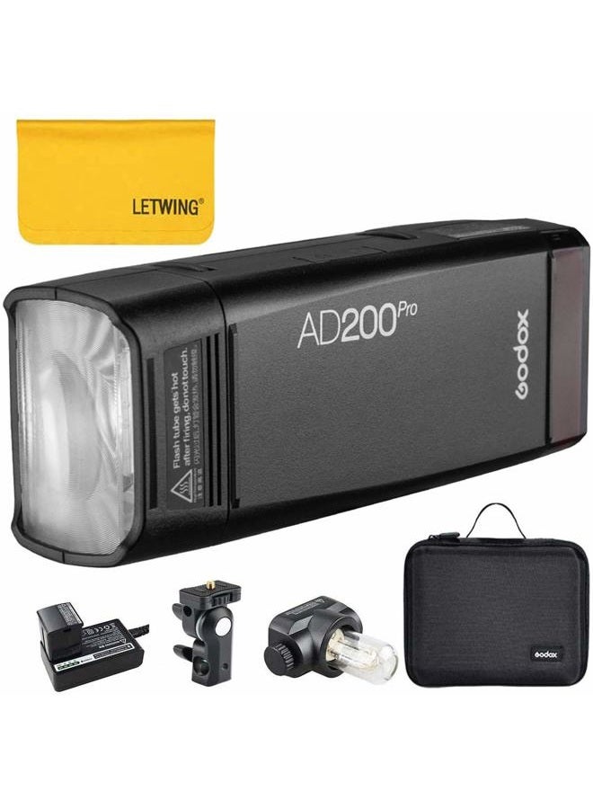 Godox Godox AD200 Pro AD200Pro Flash Strobe, TTL Pocket Flash Monolight, 200W 2.4G Speedlite HSS 1/8000s 2900mAh Li-ion Battery, 500 Full Power Flashes, Bare Bulb/Speedlite Fresnel Flash Head - Image 1