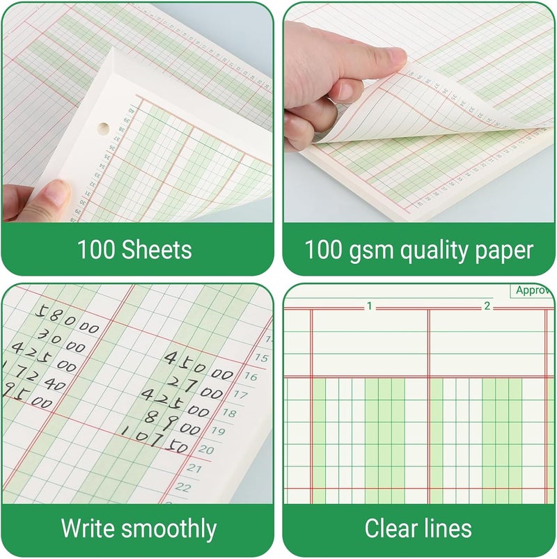 suituts 100 Sheets Accounting Ledger Paper with 3 Ring Binder and Monthly Tabs, 3 Column Columnar Analysis Pads, Refillable Accounting Ledger Notebook (8.5X11 Inch) - Image 3