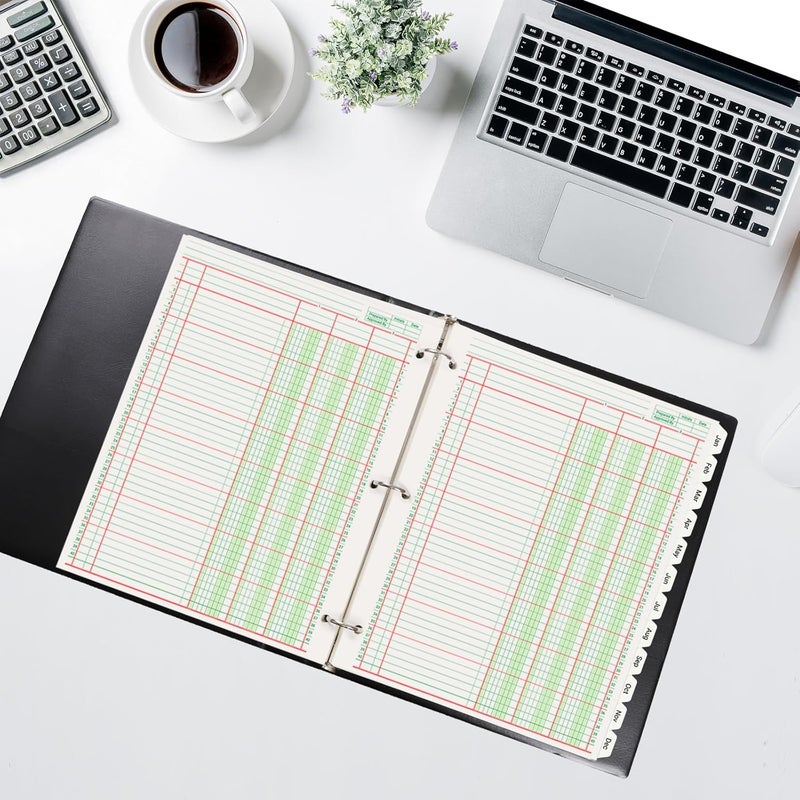suituts 100 Sheets Accounting Ledger Paper with 3 Ring Binder and Monthly Tabs, 3 Column Columnar Analysis Pads, Refillable Accounting Ledger Notebook (8.5X11 Inch) - Image 5