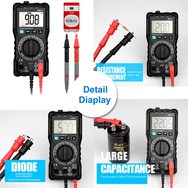 MESTEK Digital Multimeter 150*70*50mm 9999 Counts High Precision - Intelligent Identification True RMS Multimeter for Electrical Testing & Home Maintenance - Image 3