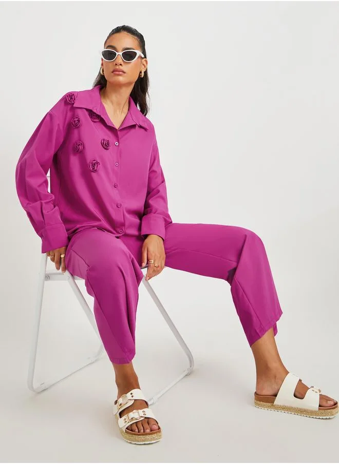 تايك تو Take Two Embellished Spread Shirt and Pants Co-Ords
