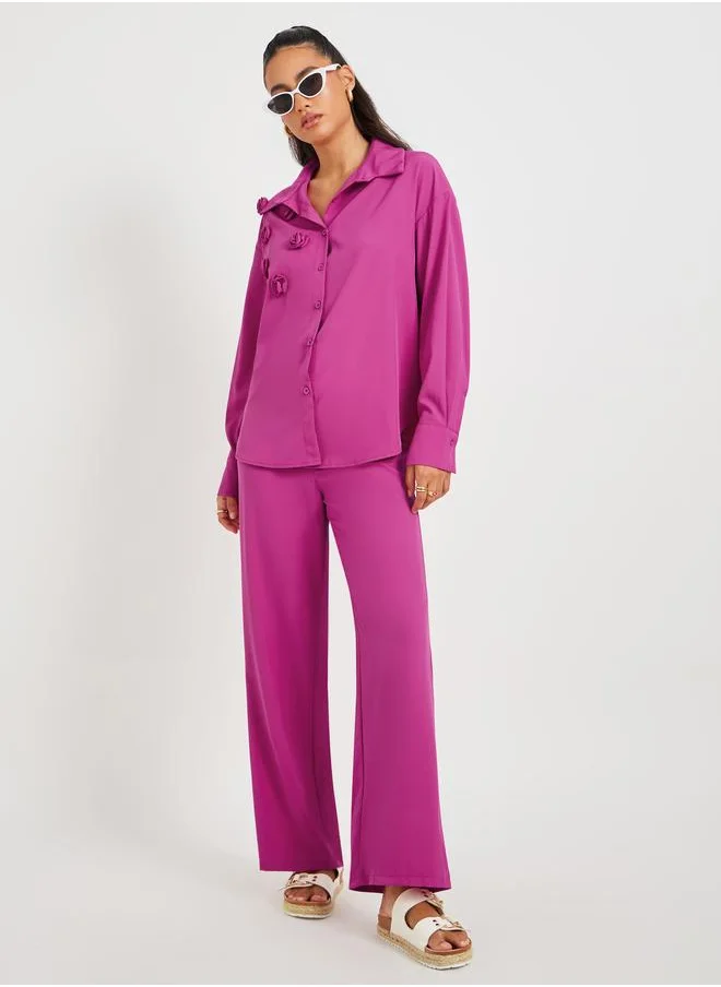 تايك تو Take Two Embellished Spread Shirt and Pants Co-Ords