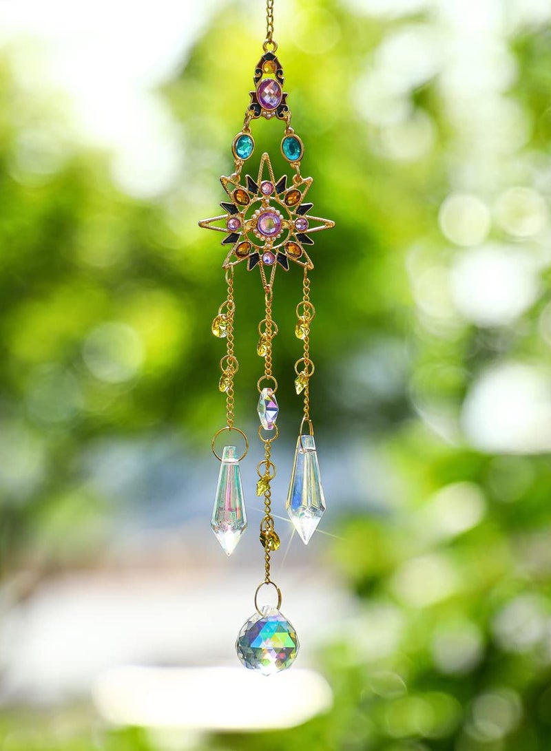 Excefore Hanging Sun Catchers with Crystals, Colorful Crystals Suncatcher Hanging for Window, Glass Icicle Prisms Rhinestones Suncatcher, Pendants for Garden Patio Backyard Car Home Indoor Outdoor Decoration - Image 4