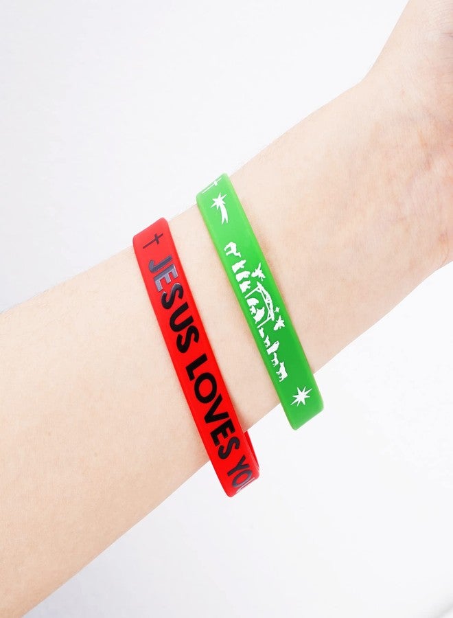 Whaline 36Pcs Jesus Loves You Silicone Bracelets Holy Night Stretch Wristband Bracelets Christian Rubber Wristband for Xmas Party Accessories Gift Holiday Party Favor Supplies - Image 5