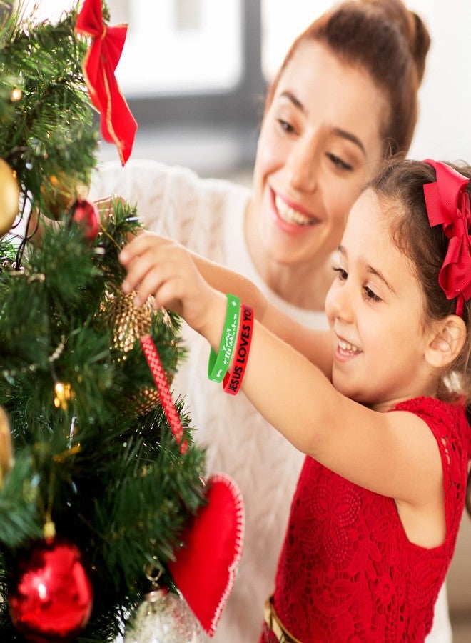 Whaline 36Pcs Jesus Loves You Silicone Bracelets Holy Night Stretch Wristband Bracelets Christian Rubber Wristband for Xmas Party Accessories Gift Holiday Party Favor Supplies - Image 4