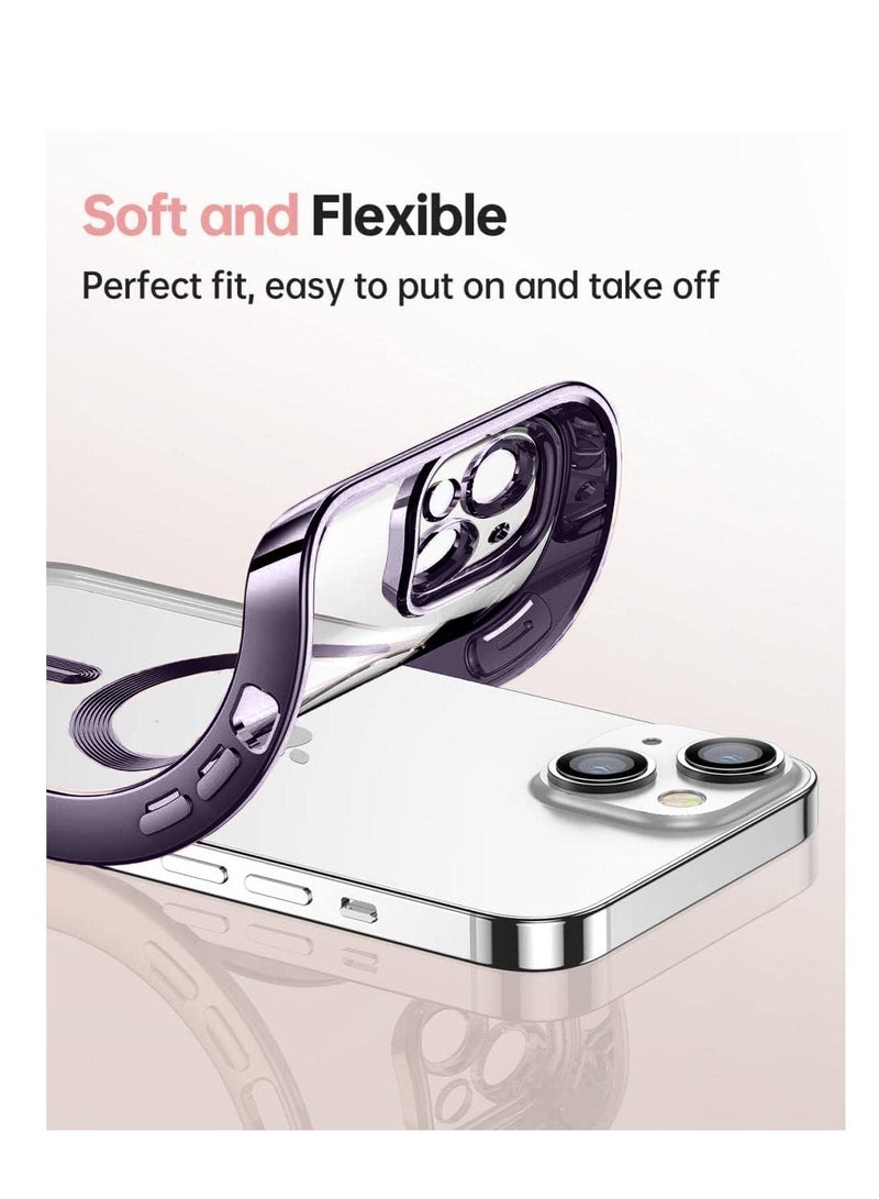 Wtech Magsafe Shockproof Luxury Plating Hybrid Clear PC Case Cover For Apple iPhone 15 Plus 2023 Eggplant Purple - Image 3