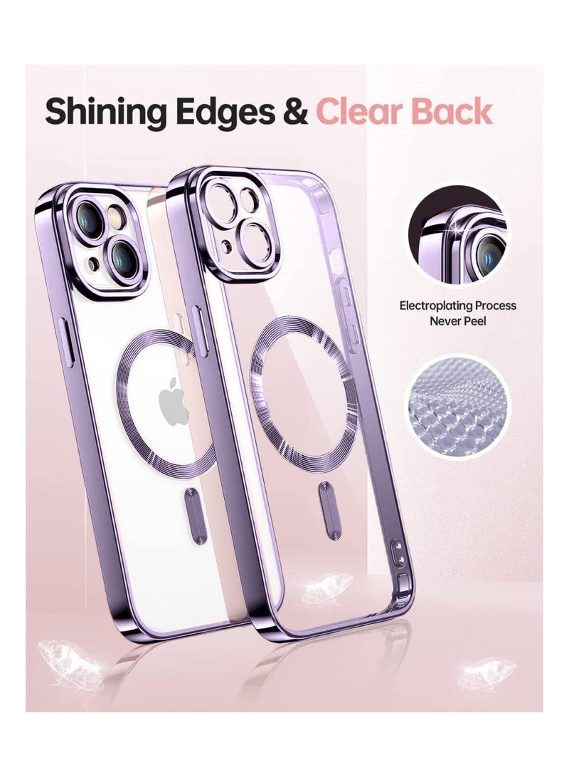 Wtech Magsafe Shockproof Luxury Plating Hybrid Clear PC Case Cover For Apple iPhone 15 Plus 2023 Eggplant Purple - Image 4
