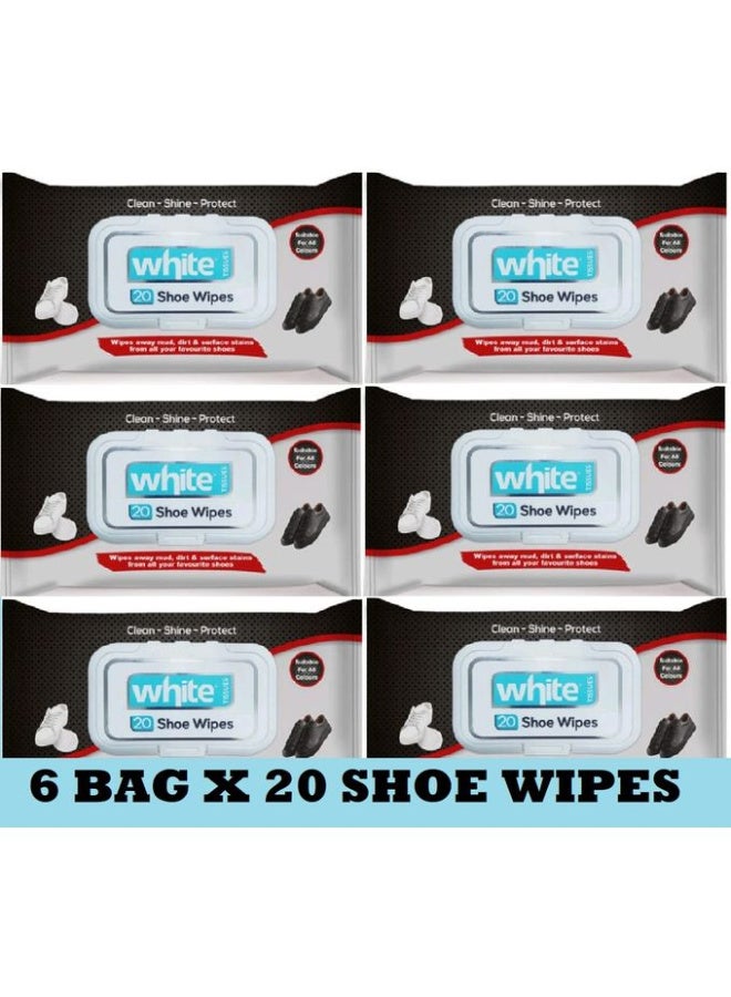 وايت عرض 6 قطع من مناديل مبلله للأحذيه وايت 20 منديل - Image 1