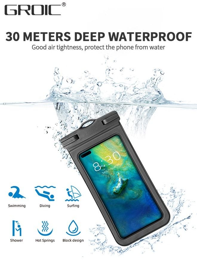 GROIC 2 Pack Waterproof Case Touch Screen Cellphone Pouch Dry Bag with Neck Lanyard Underwater Cell Phone Holder Large Protector for iPhone, Samsung Galaxy and Huawei Universal  - Image 2