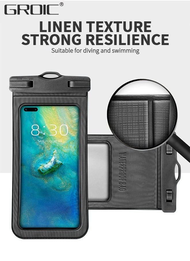 GROIC 2 Pack Waterproof Case Touch Screen Cellphone Pouch Dry Bag with Neck Lanyard Underwater Cell Phone Holder Large Protector for iPhone, Samsung Galaxy and Huawei Universal  - Image 5