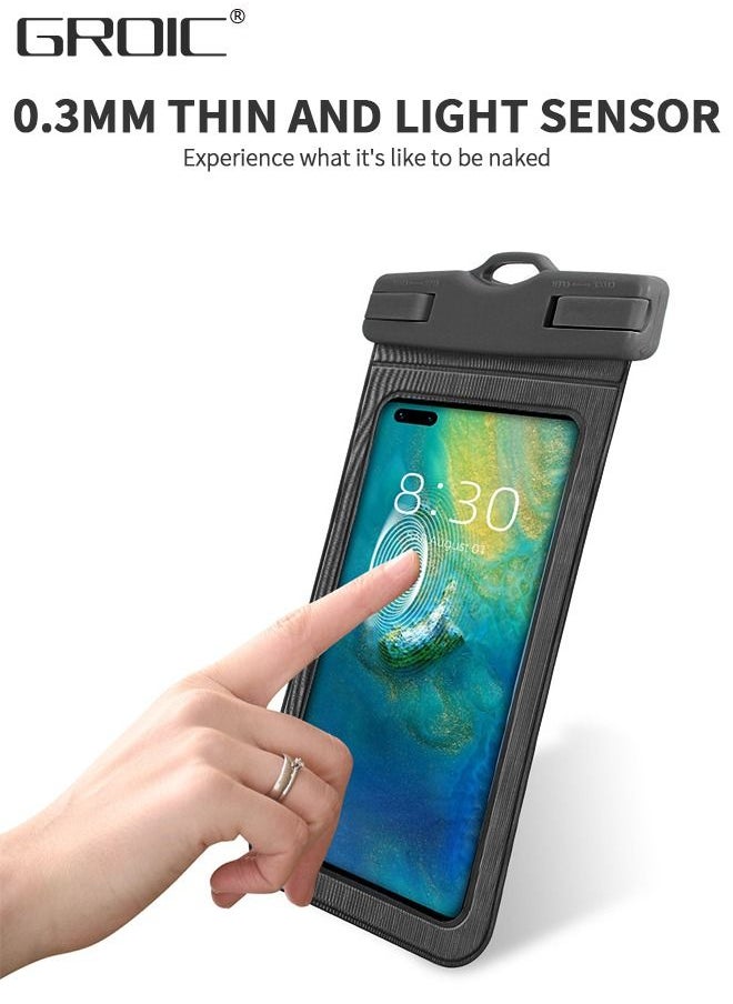 GROIC 2 Pack Waterproof Case Touch Screen Cellphone Pouch Dry Bag with Neck Lanyard Underwater Cell Phone Holder Large Protector for iPhone, Samsung Galaxy and Huawei Universal  - Image 3