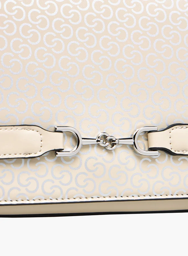 Celeste Monogram Print Crossbody Bag with Button Closure