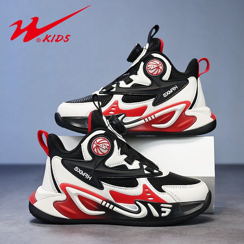Double Star Children'S Shoes Boys' Shoes 2025 Girls' Rotating Button Sports Shoes Waterproof Leather Sports Shoes Trendy - Image 2