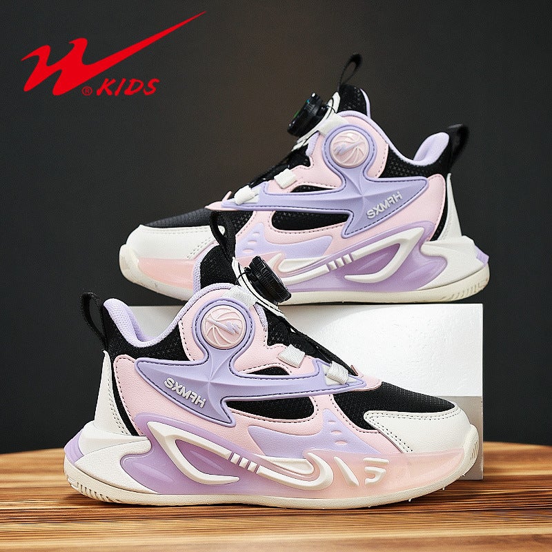 Double Star Children'S Shoes Boys' Shoes 2025 Girls' Rotating Button Sports Shoes Waterproof Leather Sports Shoes Trendy - Image 4