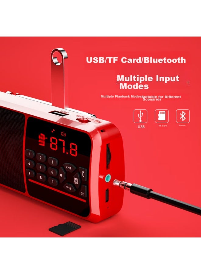 Kw54 Radio For Elderly, Rechargeable, Card-insertable, Portable Speaker, Stereo Bluetooth Speaker, Fm Tuner, Music Player