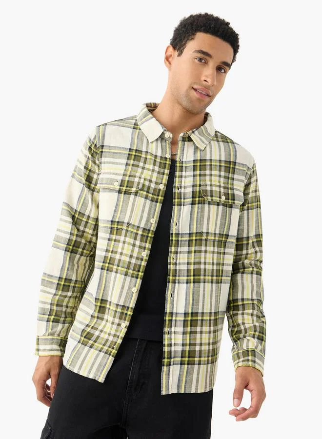 Lee Cooper Checked Shirt with Pockets and Long Sleeves