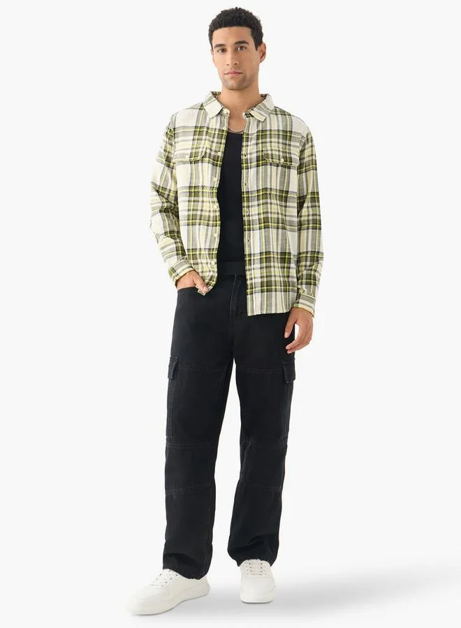 لي كوبر قميص لي كوبر كاروهات بأكمام طويلة وجيوب