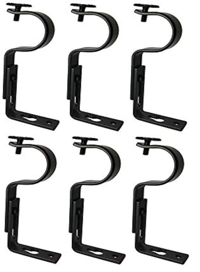 TEJATAN - Curtain Rod Brackets (Black, 1 Inch - Set of 6 (3 Pairs)) - Image 1