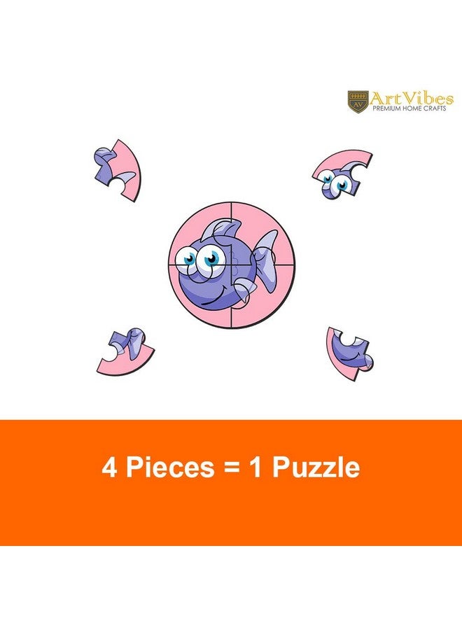 Artvibes Artvibes Cute Sea Animals Premium Wooden Puzzles for Kids | Jigsaw Puzzles for Kids Age 2-5 | 4 Piece Puzzles | Toddlers Wooden Puzzle (PZ_607NV), Set of 6 - Image 3