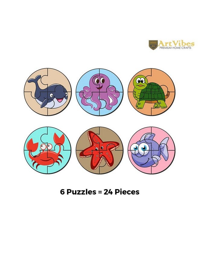 Artvibes Artvibes Cute Sea Animals Premium Wooden Puzzles for Kids | Jigsaw Puzzles for Kids Age 2-5 | 4 Piece Puzzles | Toddlers Wooden Puzzle (PZ_607NV), Set of 6 - Image 2