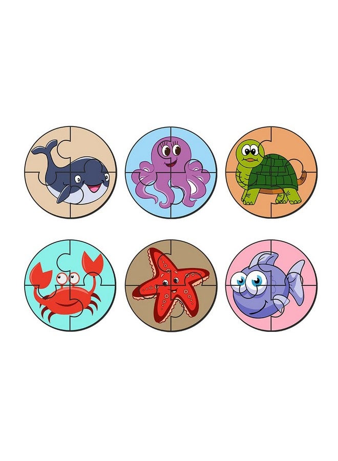 Artvibes Artvibes Cute Sea Animals Premium Wooden Puzzles for Kids | Jigsaw Puzzles for Kids Age 2-5 | 4 Piece Puzzles | Toddlers Wooden Puzzle (PZ_607NV), Set of 6 - Image 1