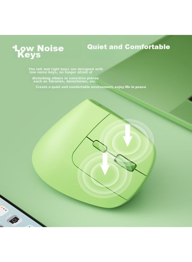 B.o.w Md190l Ergonomic Vertical Mouse Rechargeable Wireless Bluetooth Dual Mode Mouse Vertical Large And Small Hand Uni Milk Tea Color - Image 5