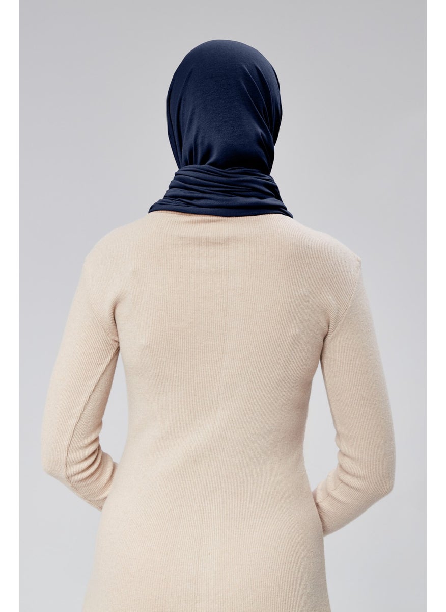 Sonbahar Moda Autumn Fashion Women Shawl Combed Cotton Plain Hijab Long Seasonal Quality Fabric Navy Blue  - Image 3