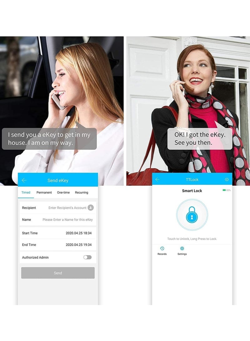 رازوفيوس قفل الباب الذكي المزود بتقنية واي فاي وبلوتوث، قفل باب رقمي بفتحة بصمة مع مقبض، تحكم عن طريق التطبيق، موديل 6068Mortie - مثالي لـ Airbnb، المكاتب، المنازل - Image 4