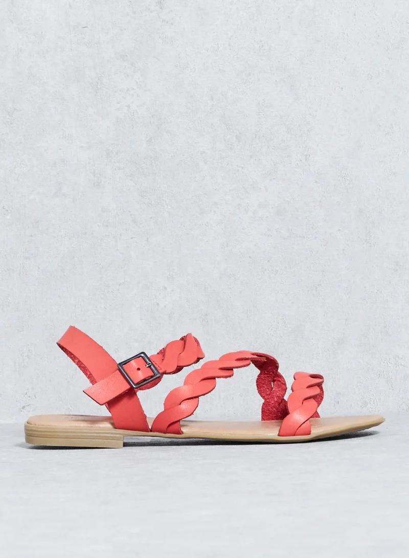 Savannah Collection Flat Plaited Vamp Strap Sandal