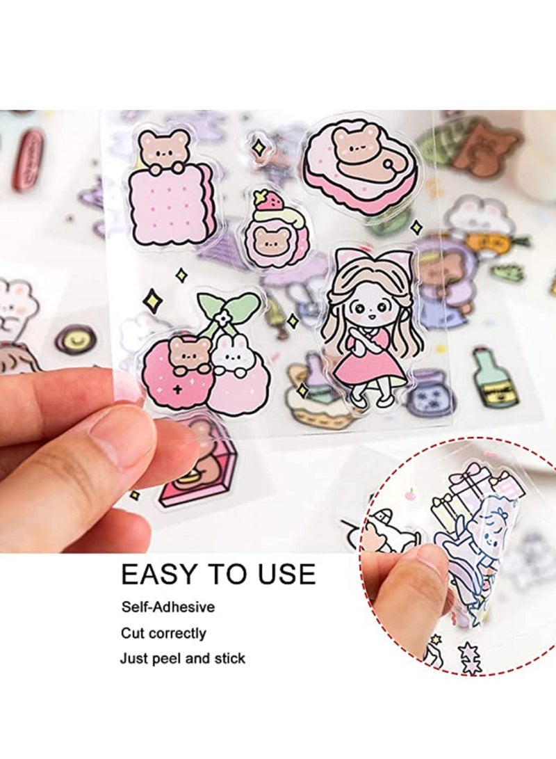 مجموعة ملصقات، 100 ورقة، 600 قطعة صغيرة لطيفة الحيوانات الأليفة شفافة الشخصيات الكرتونية الحيوانات الزهور الزخرفية دفتر القصاصات ملصقات الملصقات المذكرات، الحرف اليدوية الفنية، الألبوم، المخططين، التقويم ودفاتر الملاحظات - Image 4
