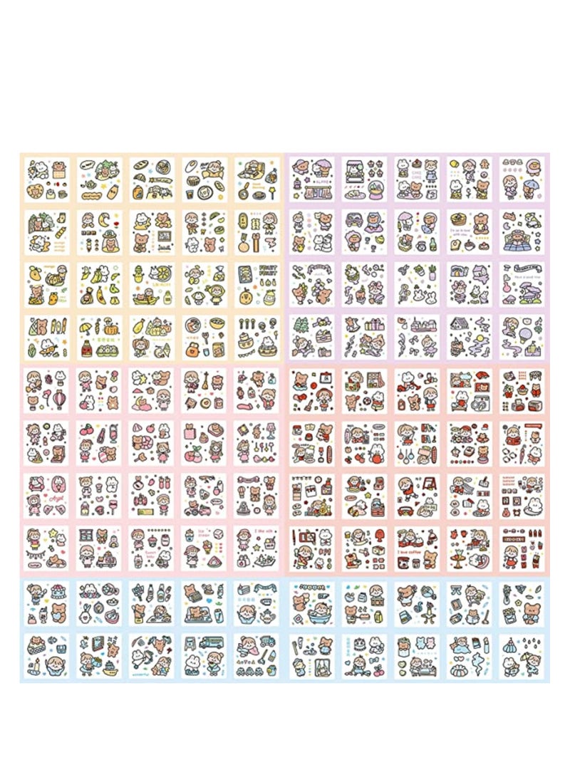 مجموعة ملصقات، 100 ورقة، 600 قطعة صغيرة لطيفة الحيوانات الأليفة شفافة الشخصيات الكرتونية الحيوانات الزهور الزخرفية دفتر القصاصات ملصقات الملصقات المذكرات، الحرف اليدوية الفنية، الألبوم، المخططين، التقويم ودفاتر الملاحظات - Image 2