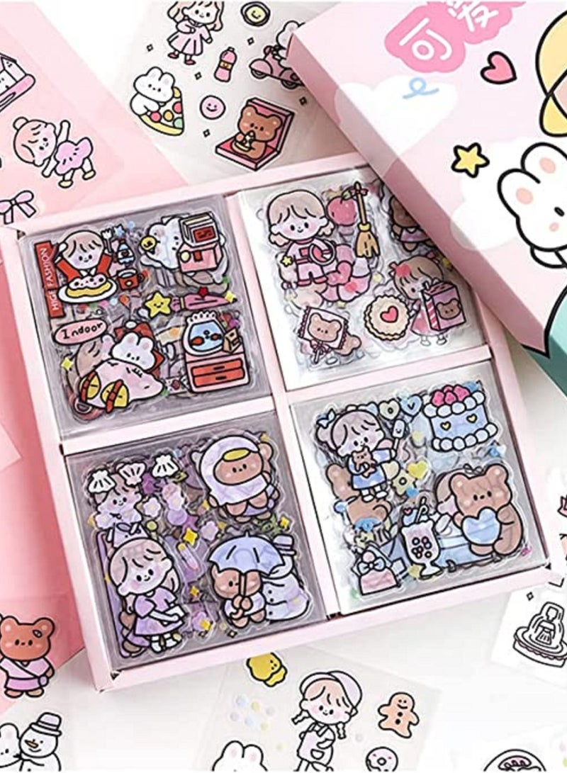 مجموعة ملصقات، 100 ورقة، 600 قطعة صغيرة لطيفة الحيوانات الأليفة شفافة الشخصيات الكرتونية الحيوانات الزهور الزخرفية دفتر القصاصات ملصقات الملصقات المذكرات، الحرف اليدوية الفنية، الألبوم، المخططين، التقويم ودفاتر الملاحظات - Image 1