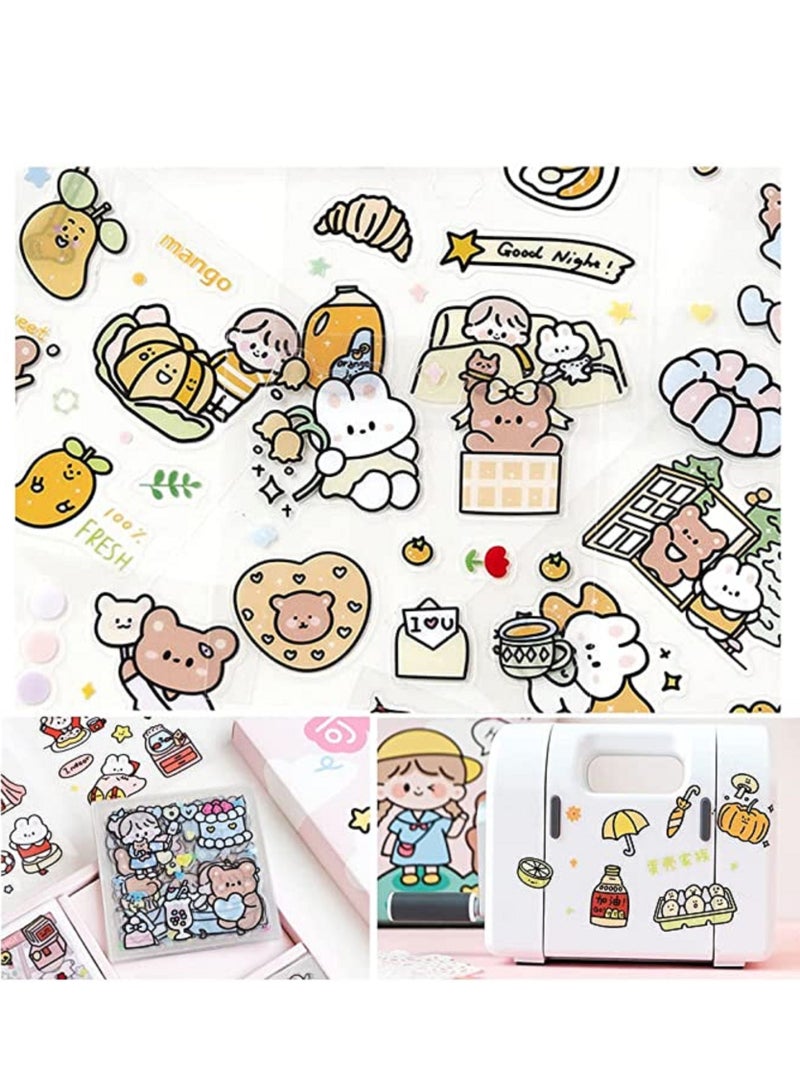 مجموعة ملصقات، 100 ورقة، 600 قطعة صغيرة لطيفة الحيوانات الأليفة شفافة الشخصيات الكرتونية الحيوانات الزهور الزخرفية دفتر القصاصات ملصقات الملصقات المذكرات، الحرف اليدوية الفنية، الألبوم، المخططين، التقويم ودفاتر الملاحظات - Image 5