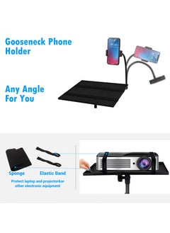 Generic Projector Stand Tripod, Laptop Tripod Stand Adjustable Height from 23.5 to 49.5 inches with Folding Tray and Mouse Tray, Projector Tripod Stand with Cell Phone Hose Clip for Office Home Stage, Black  - Image 2