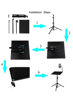 Generic Projector Stand Tripod, Laptop Tripod Stand Adjustable Height from 23.5 to 49.5 inches with Folding Tray and Mouse Tray, Projector Tripod Stand with Cell Phone Hose Clip for Office Home Stage, Black  - Image 5