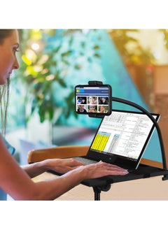 Generic Projector Stand Tripod, Laptop Tripod Stand Adjustable Height from 23.5 to 49.5 inches with Folding Tray and Mouse Tray, Projector Tripod Stand with Cell Phone Hose Clip for Office Home Stage, Black  - Image 4