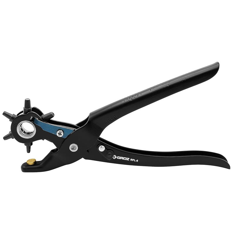 Groz Revolving Punch Plier with 6 Punch Sizes Durable and Ergonomic Belt Hole Punching Plier Punch plier for Watch straps Pet Collar Leather Bag Hole Canvas Cardboard and DIY RPL6 - Image 2